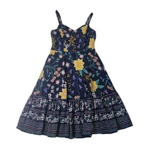 Old Navy Sundress Blue Floral Fit & Flare Spaghetti Strap Sweetheart Fairy XS